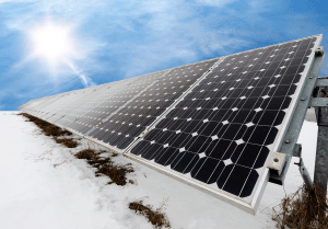 Sunshine in cold temperature scenario produces solar power