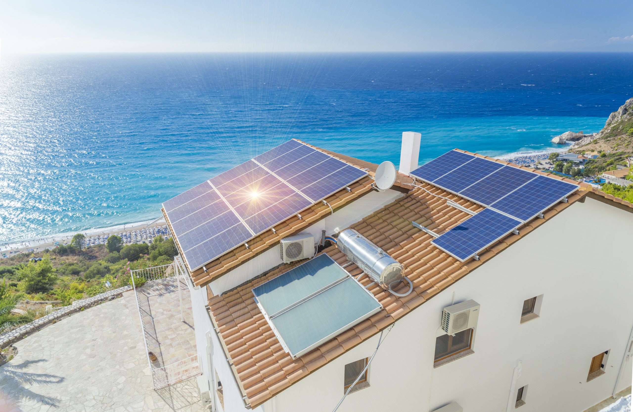Solar PV and hot water system on holiday home