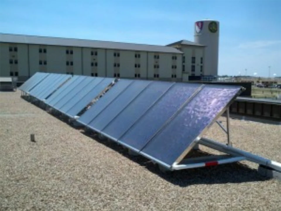 Solar collector array at Fort Hood Military Base in Texas
